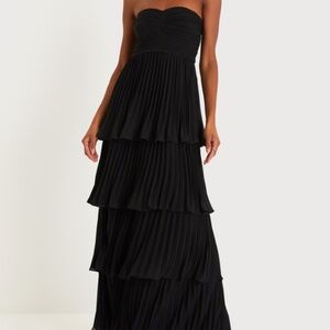 Lulus Seriously Sensational Black Strapless Tiered Maxi Dress - Size XXS